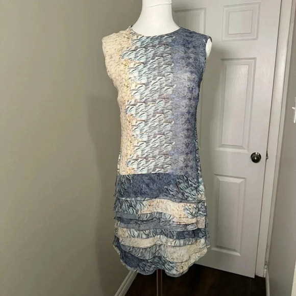 Christian  cota 100% silk ruffled mini dress 6 - Picture 2 of 7